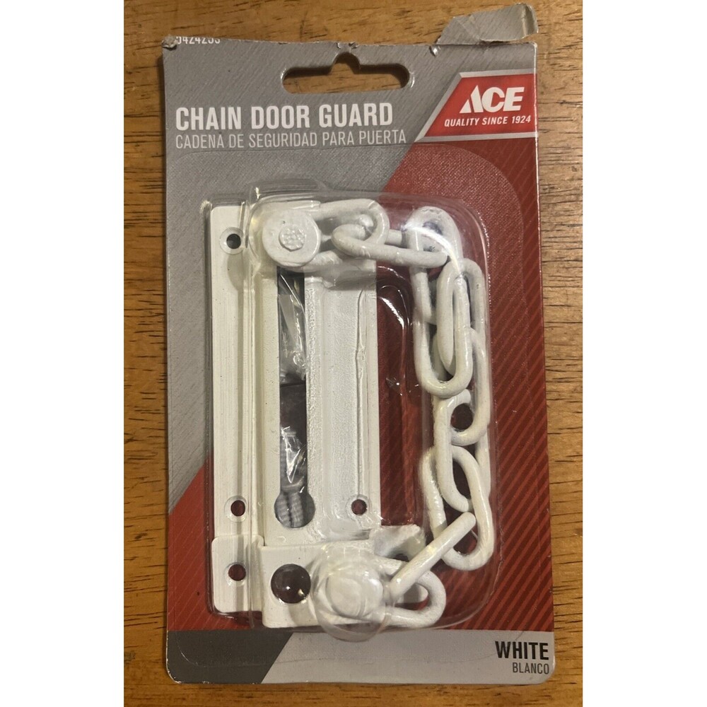 Ace 3.38" White Steel Chain Door Guard w/ Mounting Hardware, New In Package